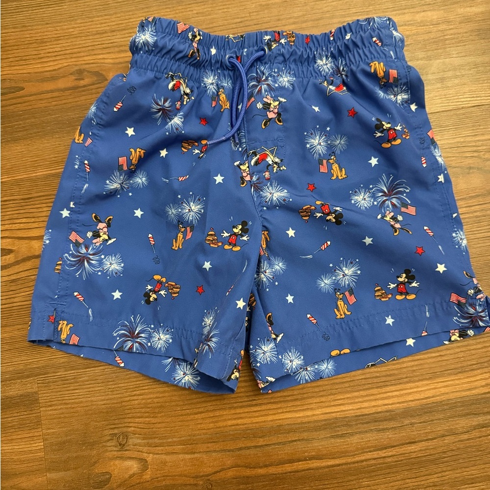 Disney Blue Boys Swim Trunks with Fireworks & Character Print